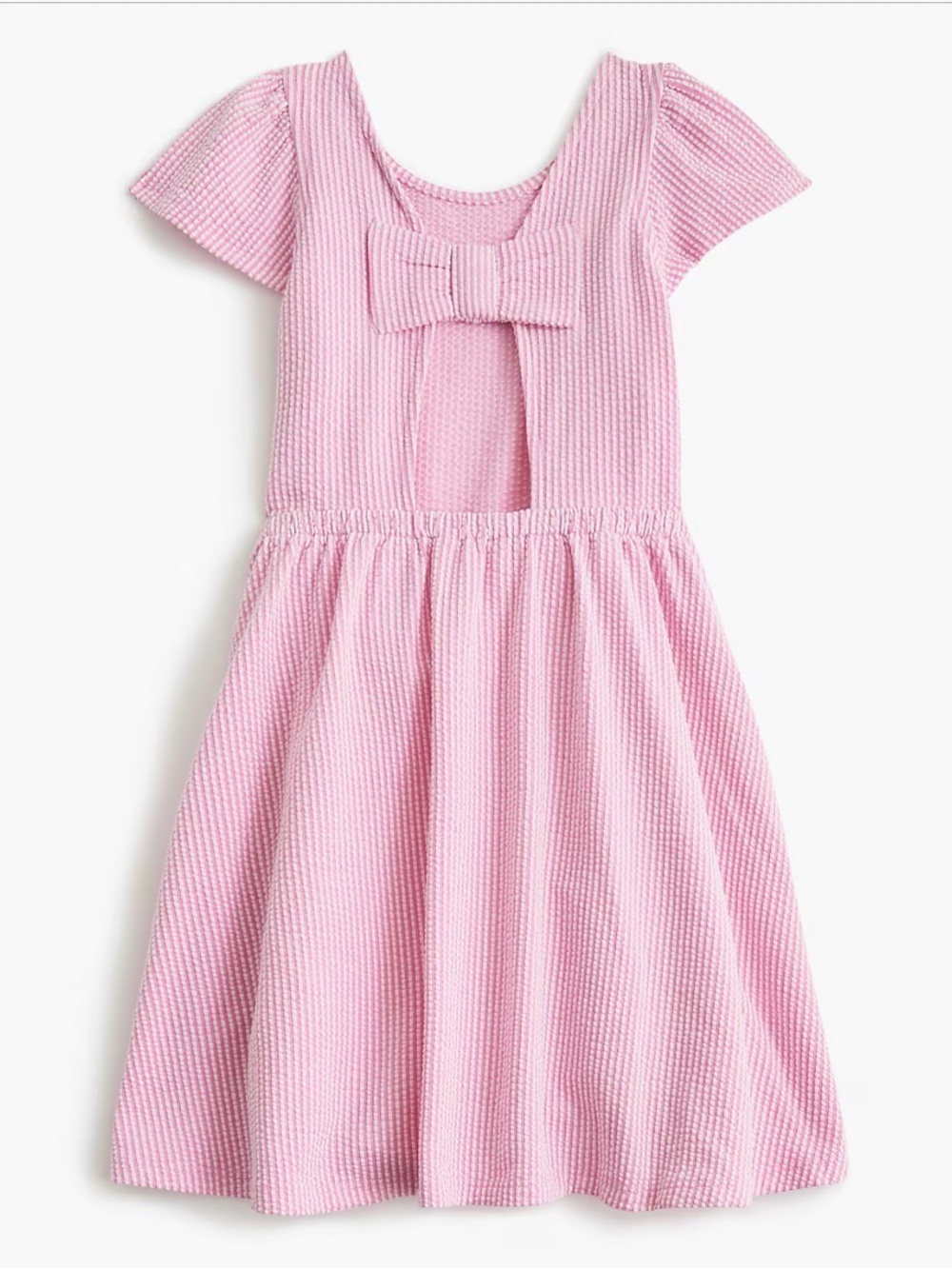 J Crew Girls Size 6 Years pink and Ivory Seersucker Dress NWT